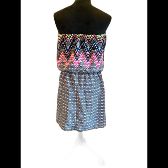 Xhlarations Strapless Dress Size Large Women’s Summer Elastic Waist w/ Pockets - Picture 1 of 7